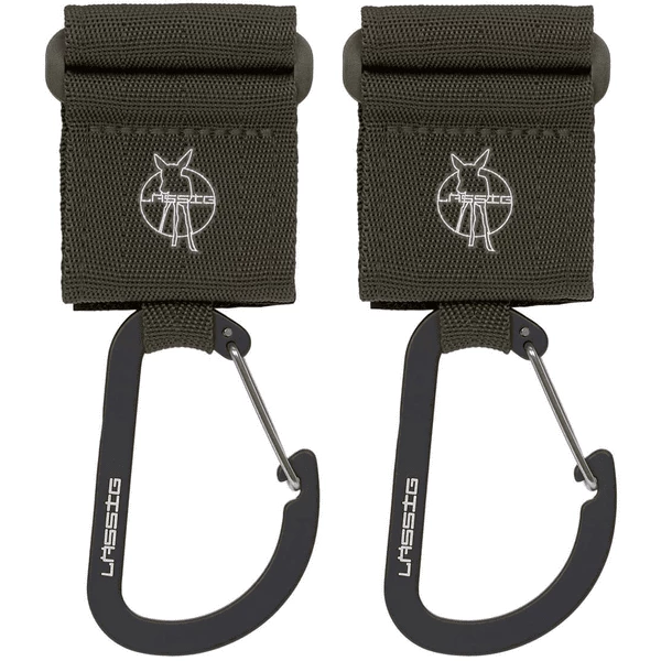 LÄSSIG Kinderwagenhaken 2er Set Karabiner Olive